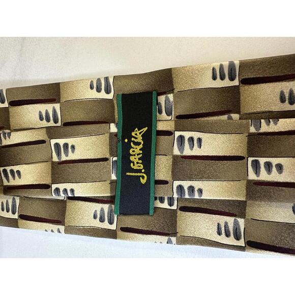 J. Garcia 'Scaly Monster and Blue Man' Collection 33 gold geometric silk necktie - Picture 2 of 3